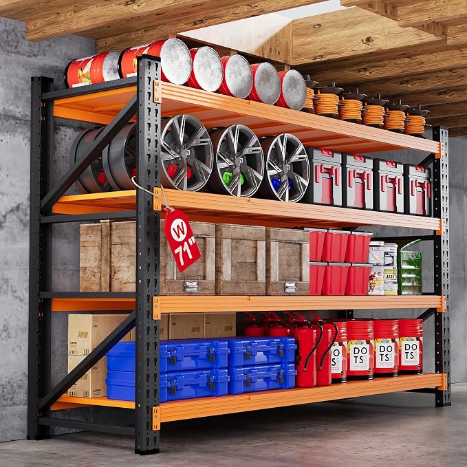71”W Garage Shelving Units, 5000LBS Storage Shelves Heavy Duty, 4 Tier Large by AFAIF