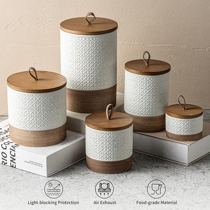 Miamolo Large Jar with Lid, Ceramic Coffee Container Kitchen Food Storage Jars - Image 7