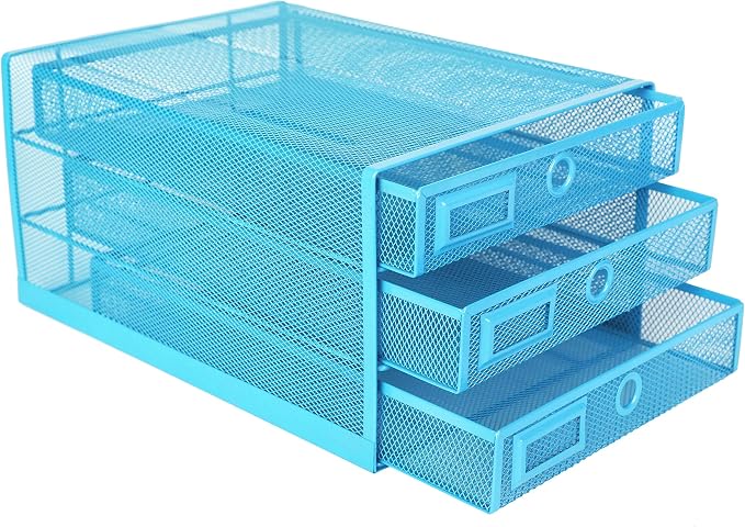 Annova Desk Organizer Wire Mesh 3 Tier Sliding Drawers Paper - Image 5