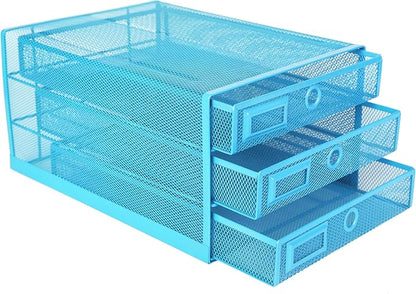Annova Desk Organizer Wire Mesh 3 Tier Sliding Drawers Paper - Image 5