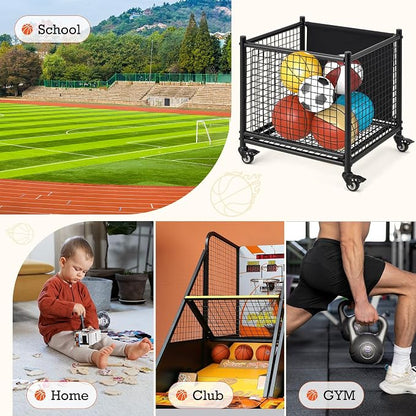 AECOJOY Ball Cart Storage, Rolling Basketball Bin - Image 4