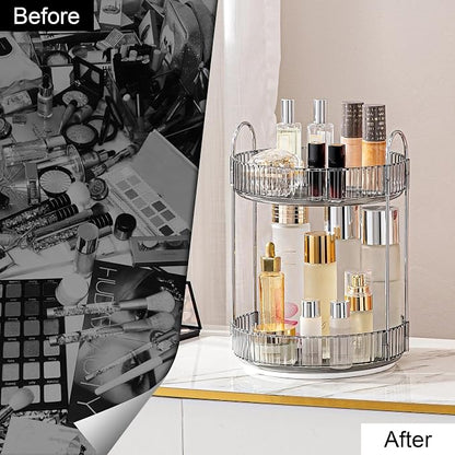 360 Rotating Makeup Organizer for Vanity, Bathroom Countertop Spinning Perfume - Image 2