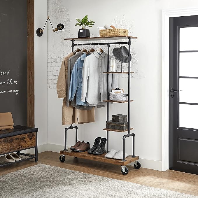 VASAGLE Clothes Rack, Clothing Garment Rack on Wheels, Rolling Clothes Organizer - Image 7