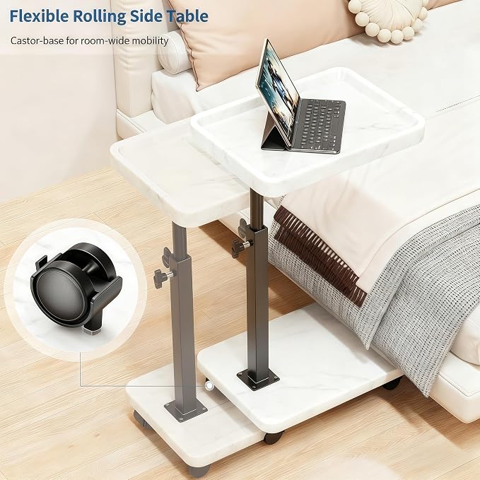 C Table End Table Adjustable Height, 360°Swivel TV Tray Table - Image 5