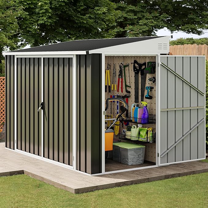 DWVO 7' x 4' Outdoor Storage Shed, Large Metal Tool Sheds, Heavy Duty Storage by DWVO