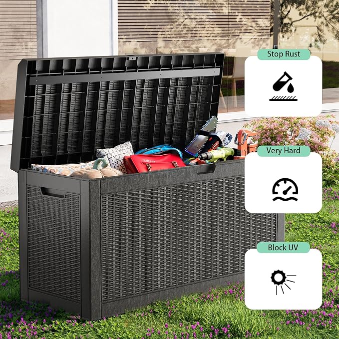 60 Gallon Deck Box, Resin Outdoor Storage Box - Image 4