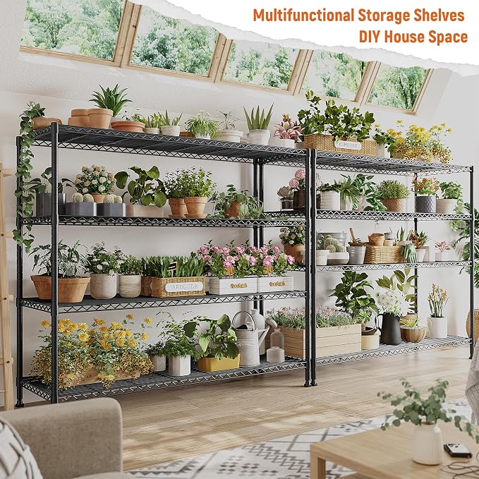 REIBII Storage Shelves 45.3''W Wire Shelving Unit 4 Tier Metal Shelves - Image 7