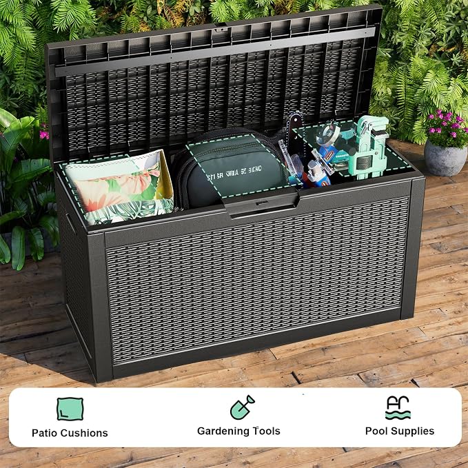 60 Gallon Waterproof Resin Deck Box, UV Resistant Outdoor Storage - Image 5