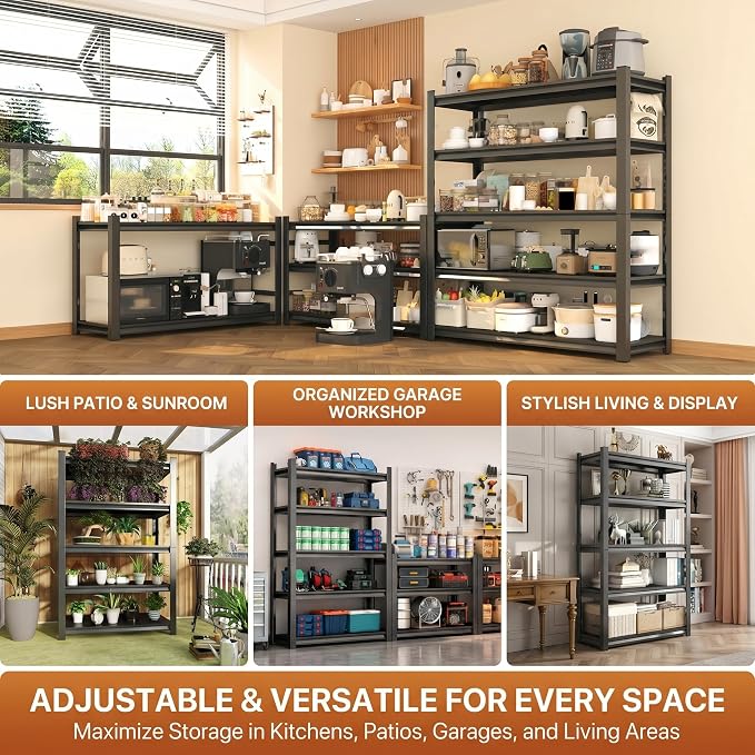 72"H Garage Shelving Unit, 3500LBS Heavy Duty 5-Tier Metal Storage Shelves - Image 8