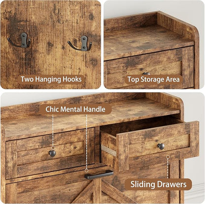 Shoe Cabinet with 2 Flip Drawers & 2 Top Drawers, Hidden Slim Shoe Rack - Image 6