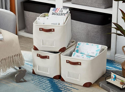 DECOMOMO White Storage Bins Fabric Storage Baskets - Image 5