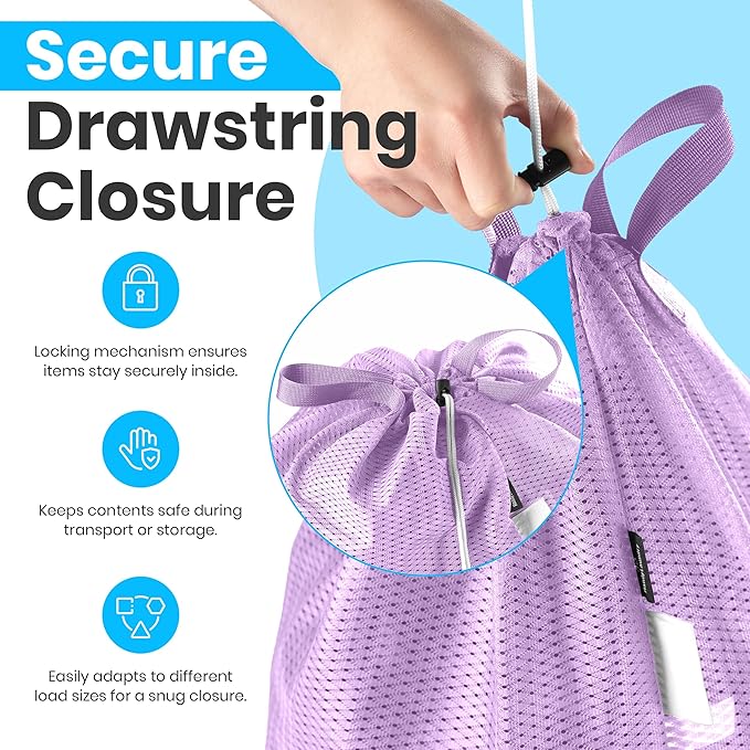 Handy Laundry XL Heavy Duty Mesh Laundry Bag 24x36 in, Drawstring Purple | - Image 3