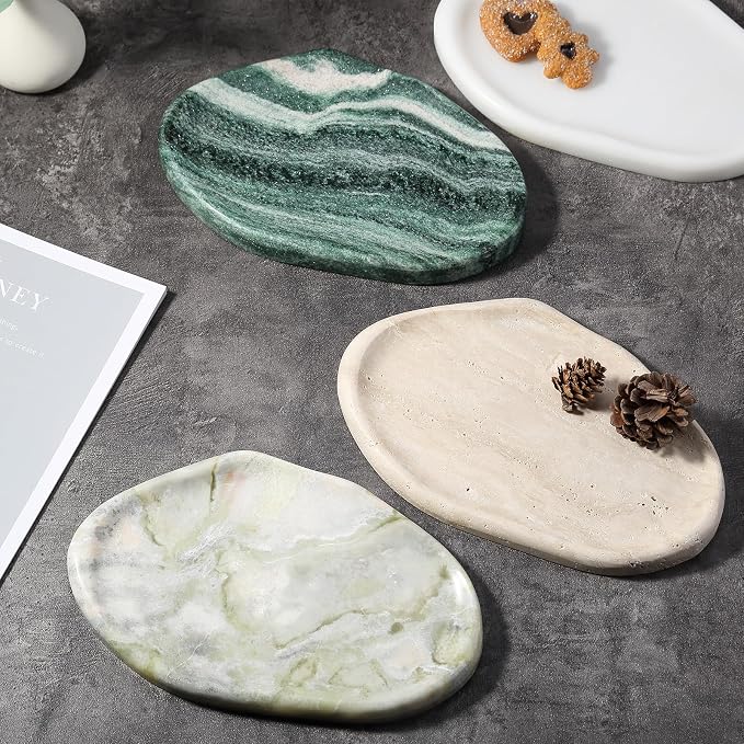 Koville Luxury Natural Green Marble Vanity Tray, Cloud Shape Serving Stone Key - Image 7
