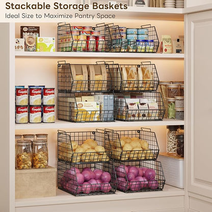 3-Tier Stackable Wire Baskets, Fruit and Vegetable Storage - Image 4