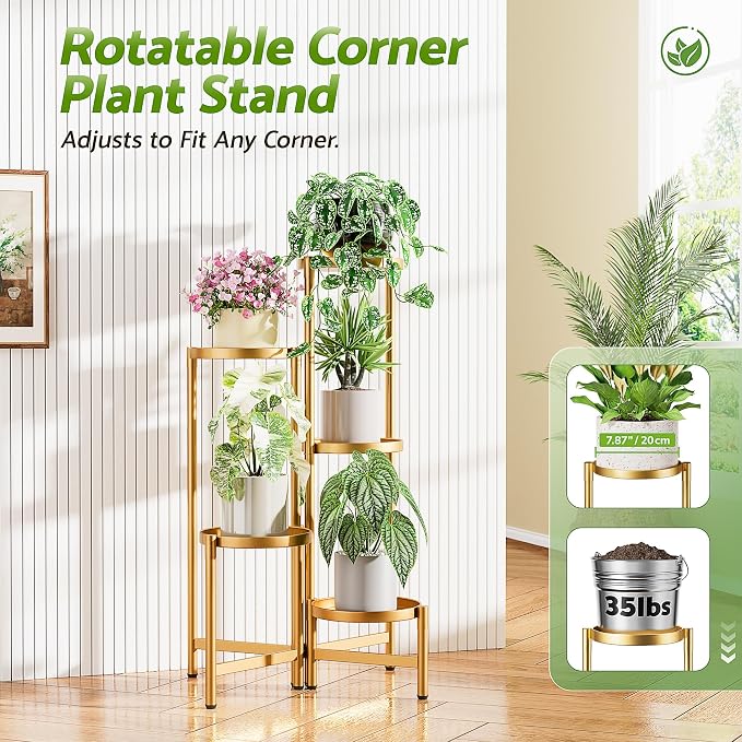 Gold Stand Plants, 5 Tiered Plant Stand Indoor - Image 4