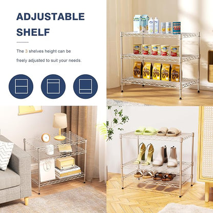 3-Tier Wire Shelf Rack, Kitchen Metal 3-Shelves Rack - Image 5