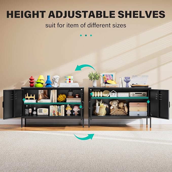 SISESOL Black Metal Storage Cabinet - Image 7