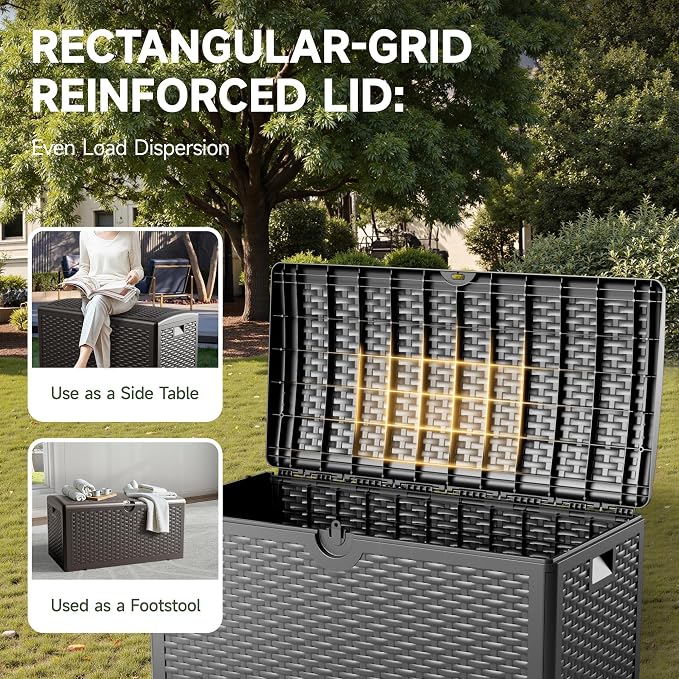 80 Gallon Deck Box, Double Layer Waterproof Resin Outdoor Indoor Storage Box - Image 5
