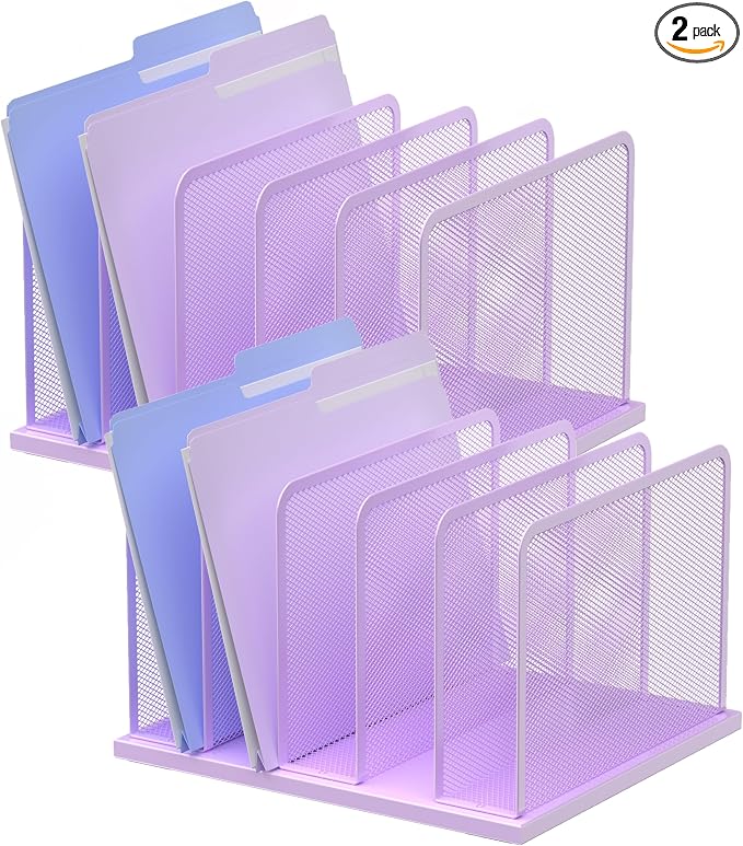 Kuntine.B Desk File Organizer Upright Mesh Desktop Organizer File Sorter Office by KuntineB
