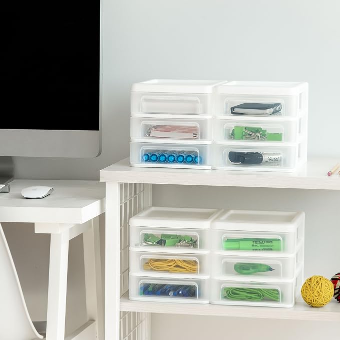 IRIS USA Small 3-Drawer Desktop Organizer, 4 Pack, - Image 6
