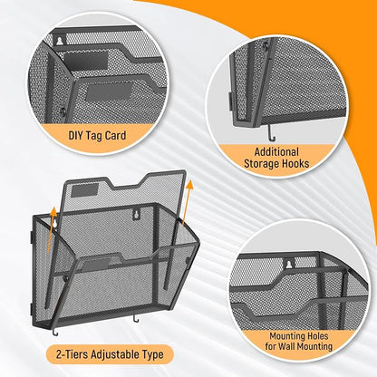 Docnest 3 Pack 2 Tier Mesh Wall File Holders - Image 4