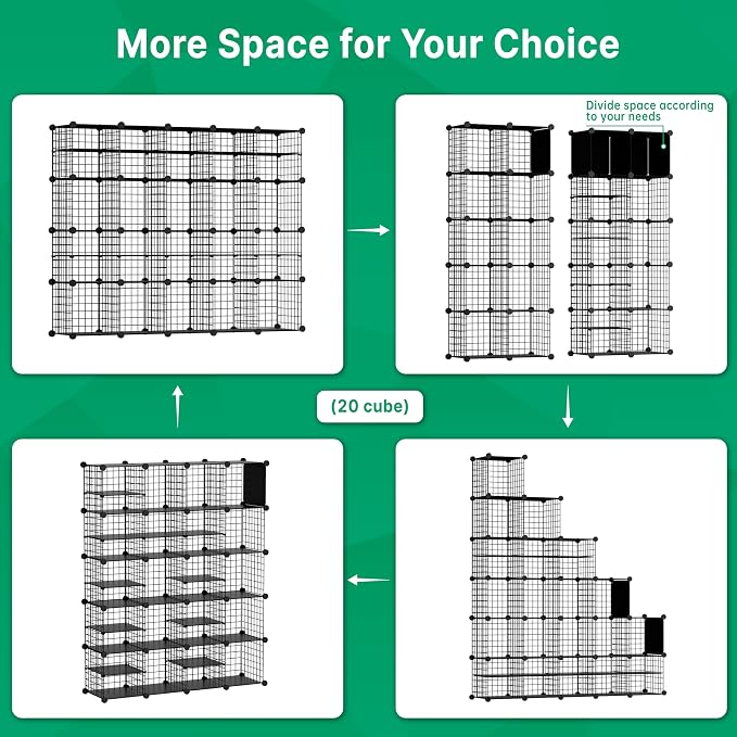 Wire Cube Storage Organizer, 20 Cubes Converted into 23 Cubes, Sturdy Metal - Image 4