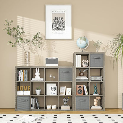 furtble Bookshelf with Storage Bins, 16-Cube Storage Organizer with Back Panels - Image 2