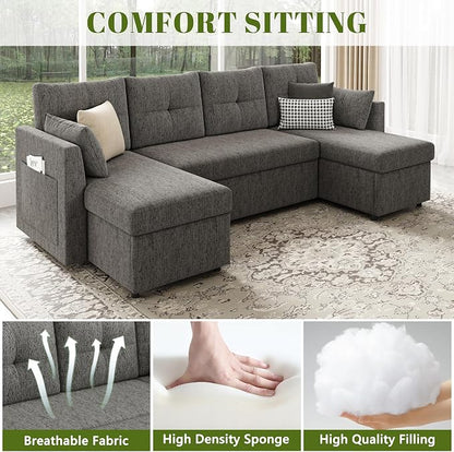 Huatean Home Oversized Sleeper Couch Sofa, 110 inch 2 in 1 Pull Out Couch - Image 6