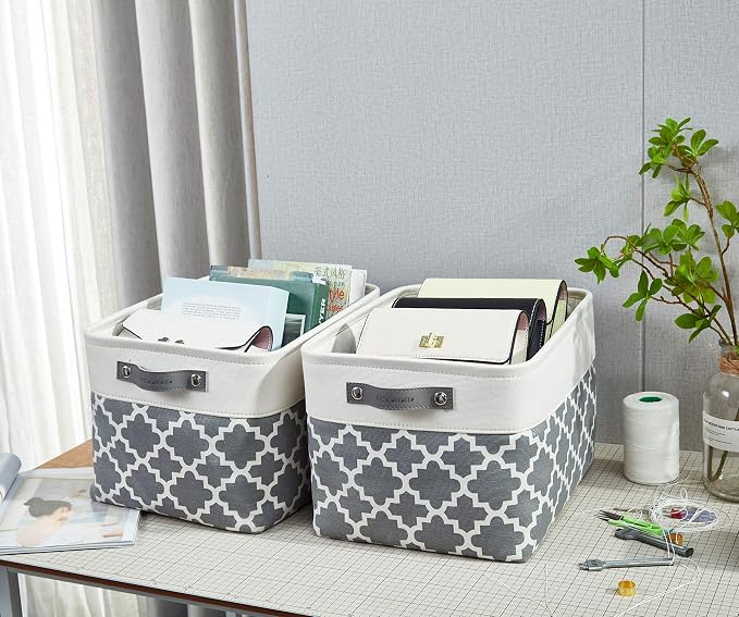 DECOMOMO Grey Storage Bins Fabric Storage Baskets - Image 3