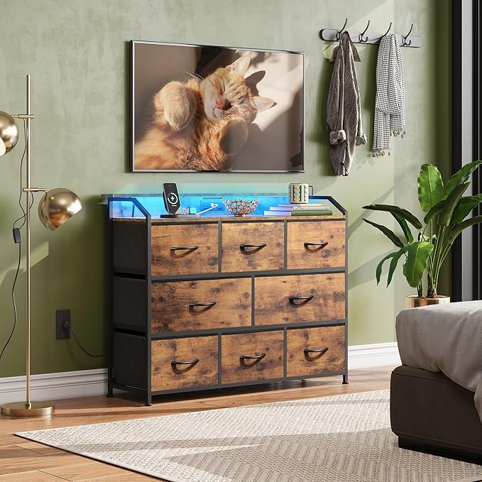 WLIVE Dresser for Bedroom, 8 Drawer LED Dresser - Image 2