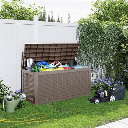 120 Gallon Resin Deck Box, Lockable Patio Outdoor Storage Box - Image 5