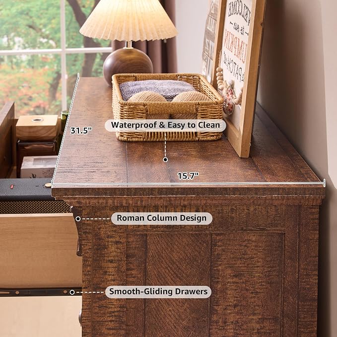 T4TREAM Farmhouse 5 Drawer Dresser - Image 7