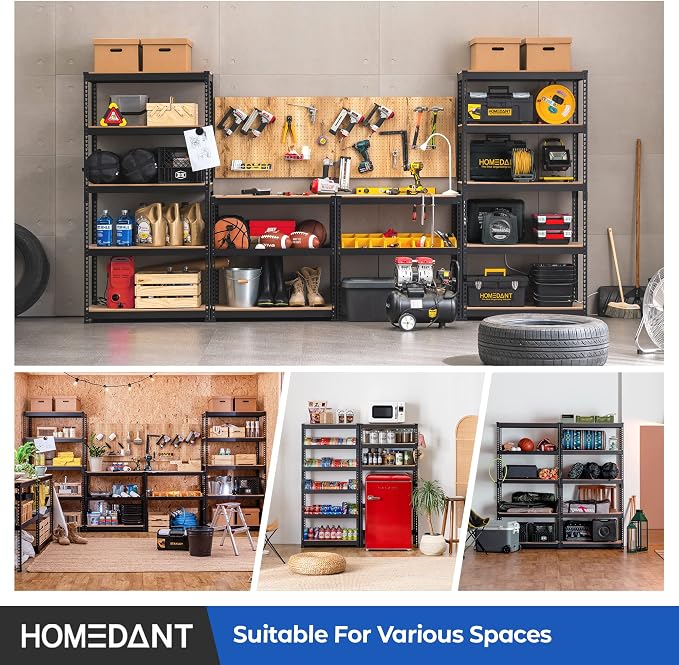 HOMEDANT 5-Tier Laminated Boltless Heavy Duty Metal Shelving Unit Adjustable - Image 9