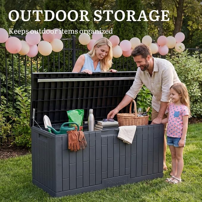 YITAHOME 120 Gallon Large Deck Box, Garden Tools, Pool Supplies, Easy Assembly - Image 3