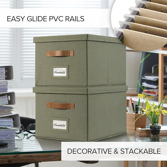 ZICOTO Decorative File Organizer Box Set of 2 - Image 4