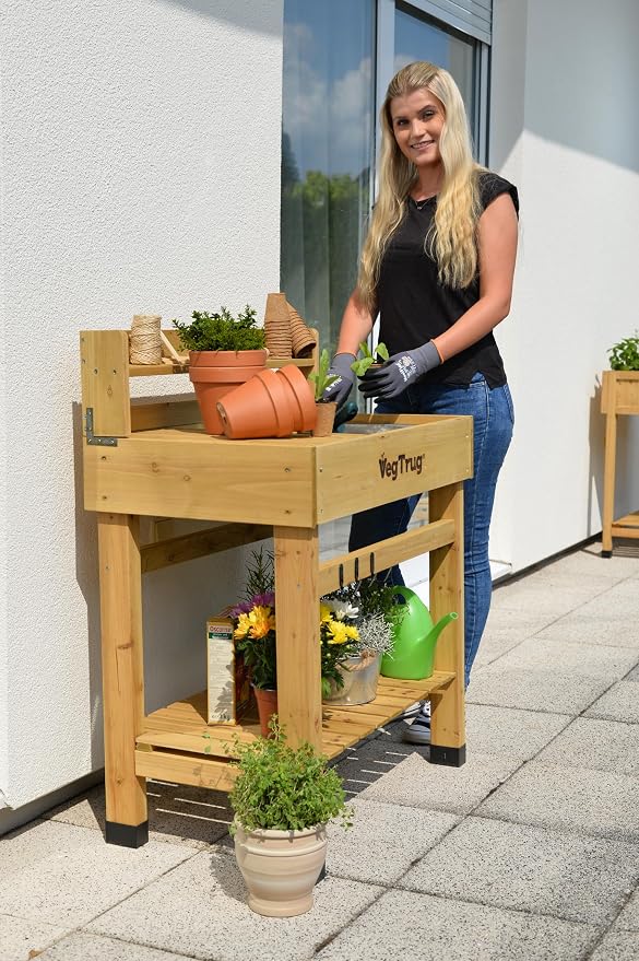 VegTrug® Deluxe Potting Bench, Natural | Potting station, garden work surface - Image 5