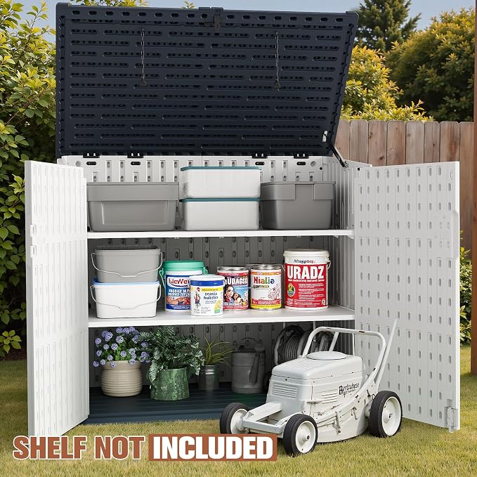 TUOZE 34 Cu Ft Resin Storage Shed, Waterproof Outdoor Storage Cabinet - Image 5