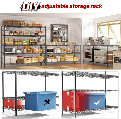 REIBII 55.5" W Storage Shelves 3200LBS Metal Shelving 5 Tier Wire Shelving Unit - Image 7