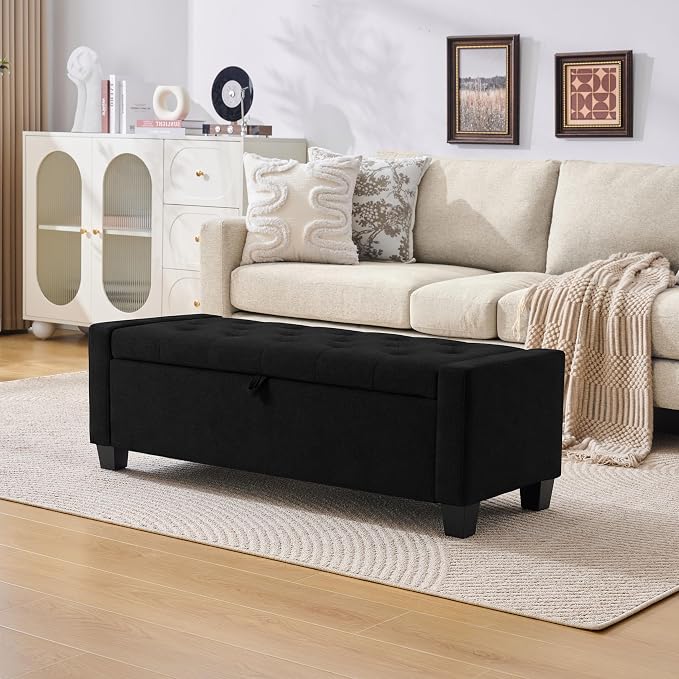 Huatean Home 43" Ottoman with Storage, Upholstered Entryway Bench with Seating by huateanhome