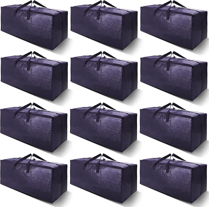 12 Pack Heavy Duty Extra Large Moving Bags W/Backpack Straps by VELVETSURE