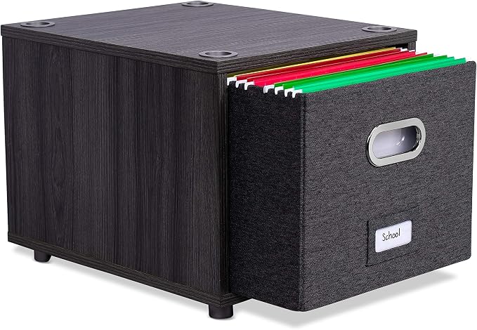 BIRDROCK HOME Rolling File Cabinet – Decorative Storage Shelf w/Removable Bins - Image 9