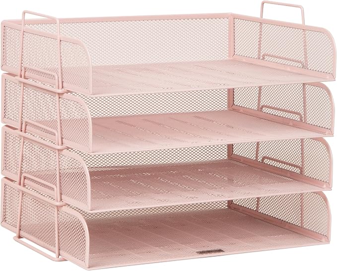 Mind Reader Stackable Paper Tray, Desktop Organizer, File Storage, Metal Mesh - Image 7