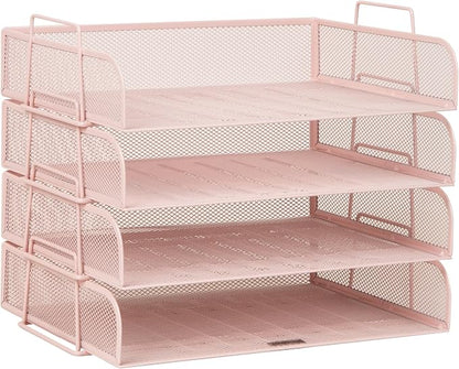 Mind Reader Stackable Paper Tray, Desktop Organizer, File Storage, Metal Mesh - Image 7