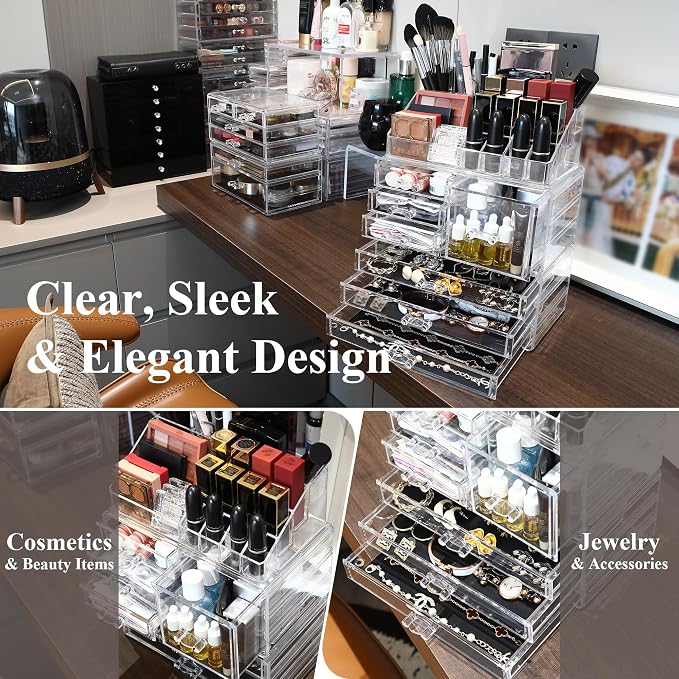Sea Team 3-Layer Stackable Clear Makeup Organizer - Image 4