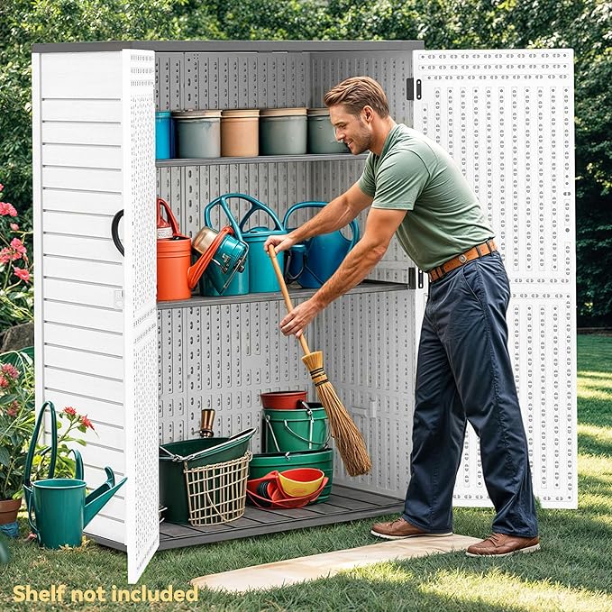 DWVO 59 Cu. Ft. Vertical Storage Shed, Weatherproof Outdoor Tall Cabinet - Image 7