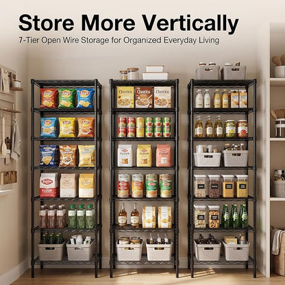 Finnhomy Heavy Duty 7 Tier Wire Shelving, Pantry Shelves - Image 6
