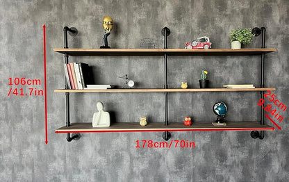 HDDFER Floating Shelves 70 inch Wall Bookshelf Industrial Pipe Shelving Shelves - Image 2