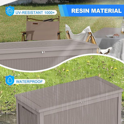 320 Gallon Lockable Resin Deck Box, Waterproof & UV-Resistant Outdoor Storage - Image 7