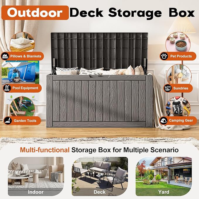 Outdoor Deck Storage Box, Resin Deck Boxes Indoor and outdoor, Waterproof - Image 2