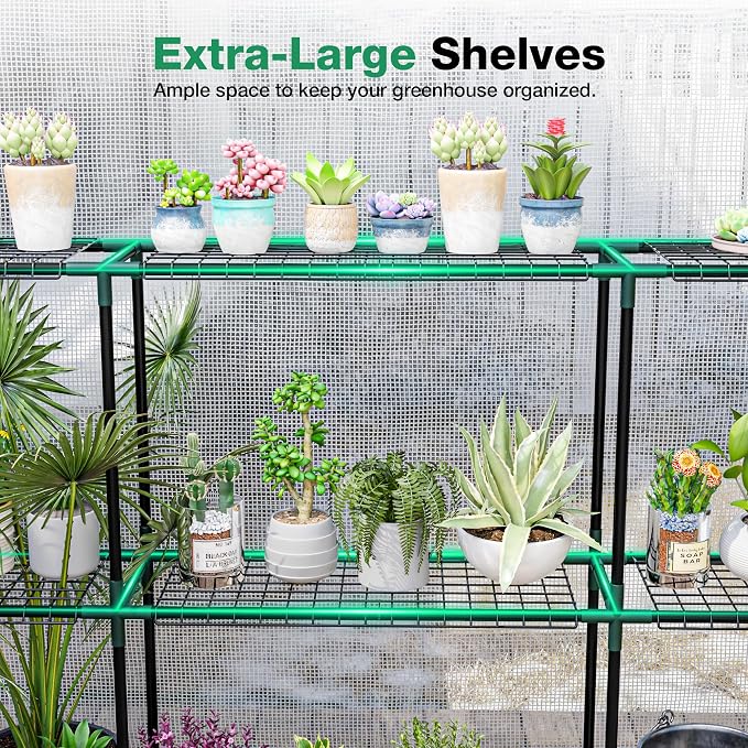 Joyside Outdoor Plant Shelves, 3 Tier 1 Pack Metal Extra-Long Stable Greenhouse - Image 4